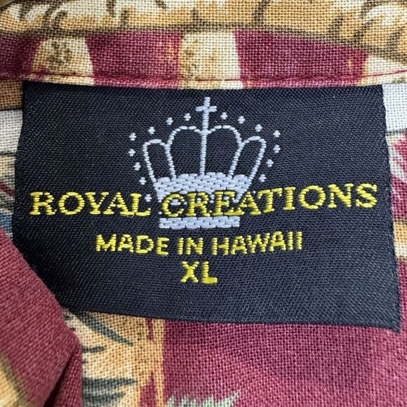 Royal Creations Hawaiian Shirt Mens XL Red Aloha Vacation Plumeria Coastal USA - Picture 7 of 8